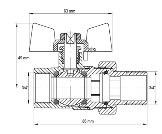 Кран із американкою 3/4" (KOER KR.227.W) білий (KR0097) - 3
