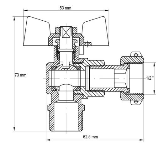 Кран із накидною гайкою 1/2" ГШБ УГЛОВОЙ KOER KR.221 (KR0170) - 2