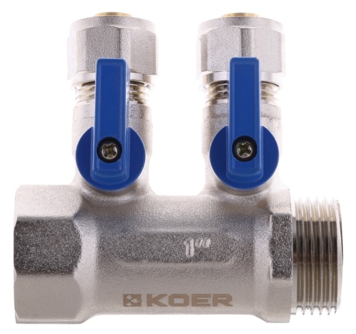 Коллектор с шаровыми кранами и фитингом KOER KR.1126-2 1?x2 WAYS (KR2838) - 2