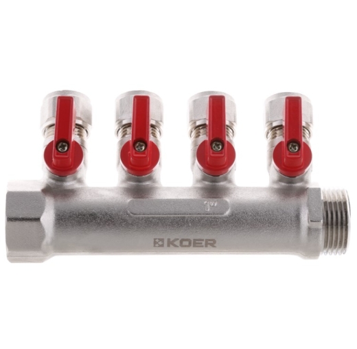 Коллектор с шаровыми кранами и фитингом KOER KR.1126-4 1?x4 WAYS (KR2840) - 2
