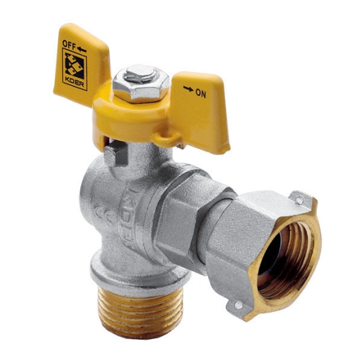 Кран з накидною гайкою 1/2" ГШБ ГАЗ КУТОВИЙ KOER KR.221.G (KR0168) - 1