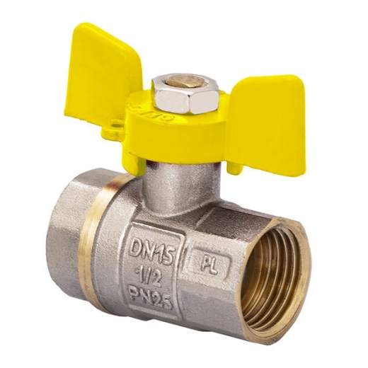 Кран шаровый Ferro PL 1/2" ГГБ ГАЗ art. 602 латунный шар FE0559 - 1