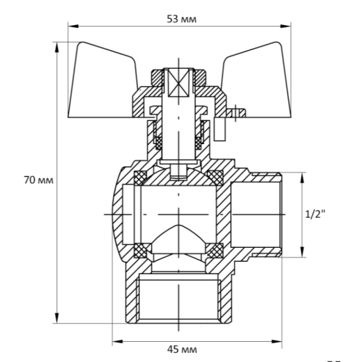 Кран кульовий KOER 1/2" ГШБ кутній (KR.208) (KR2805) - 5