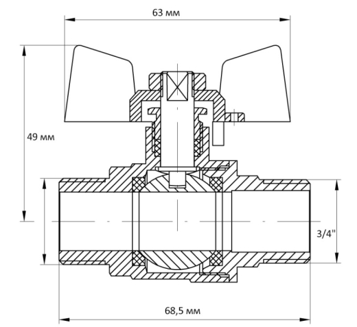 Кран кульловий KOER 3/4" ШШБ (KR.219) (KR0158) - 5