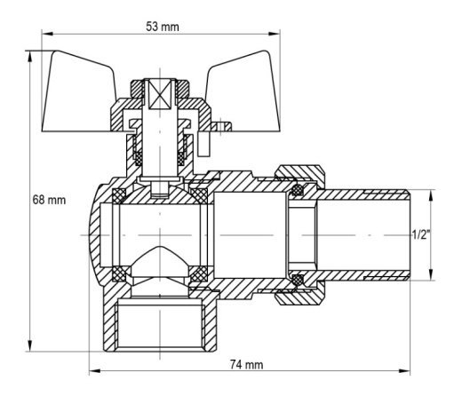 Кран з американкою 1/2" (KOER KR.228) кутовий (KR0016) - 3