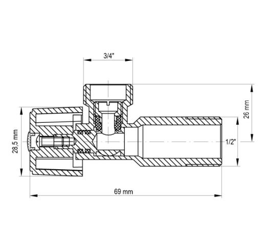 Кран кульовий KOER 1/2x3/4 (KR.511) (KR0102) - 3
