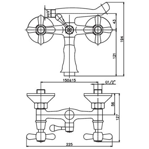 Смеситель для ванны Haiba DOMINOX 142 (HB0905) - 2