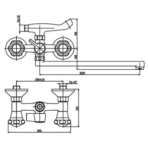Смеситель для ванны Haiba MEGA 140 (HB0915) - 2