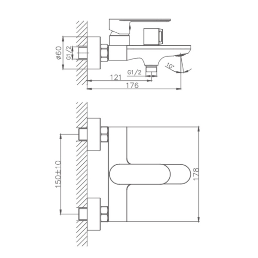 Смеситель для ванны Haiba AMIX 009 (HB0930) - 2