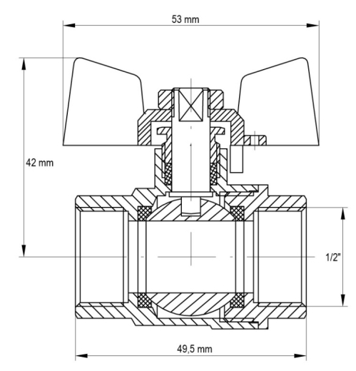 Кран кульовий KOER 1/2" ГГБ ГАЗ (KR.217.G) (KR0032) - 2