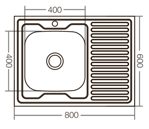 Кухонная мойка накладная ZERIX Z8060L-06-160E (satin) (ZX1616) - 3