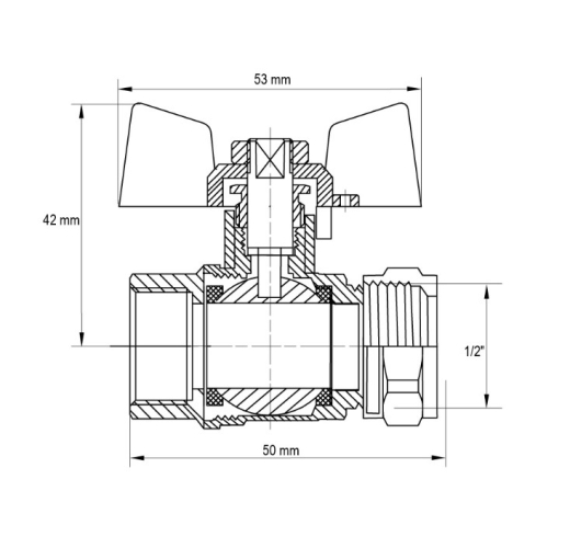 Кран кульовий KOER WING 16x1/2M (KR.351) (LL1656) - 5