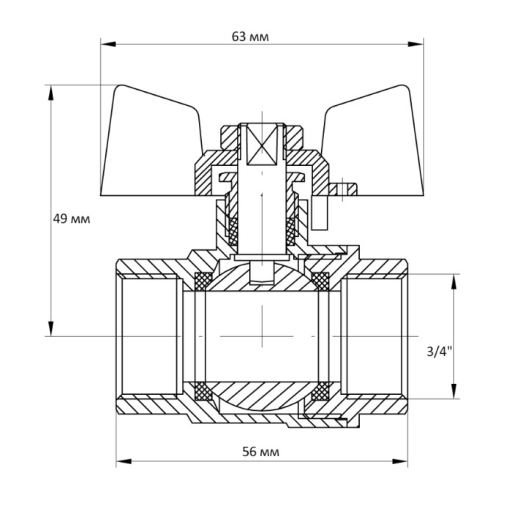 Кран кульовий KOER 3/4" ГГБ (KR.217.B) синій (KR2720) - 5