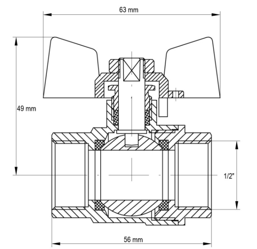 Кран шаровый KOER 3/4" ГГБ ГАЗ (KR.217.G) (KR0041) - 2