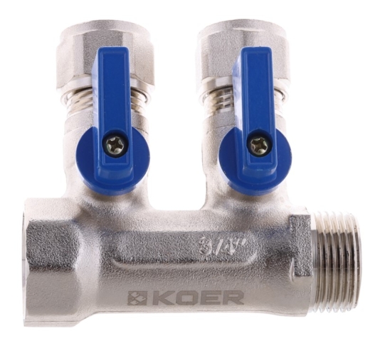 Коллектор с шаровыми кранами и фитингом KOER KR.1125-2 3/4?x2 WAYS (KR2835) - 2