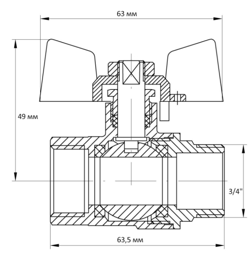 Кран кульовий KOER 3/4" ГШБ (KR.218.B) синій (KR2723) - 5