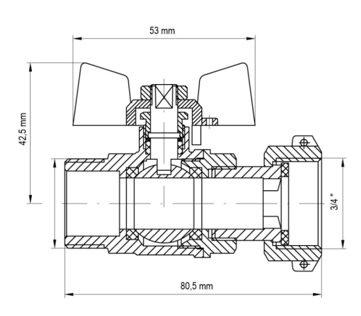 Кран із накидною гайкою 3/4" ГШБ KOER KR.220 (KR0165) - 2