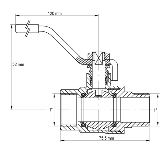 Кран кульовий KOER 1" ГШР ГАЗ (KR.215.G) (KR0124) - 2