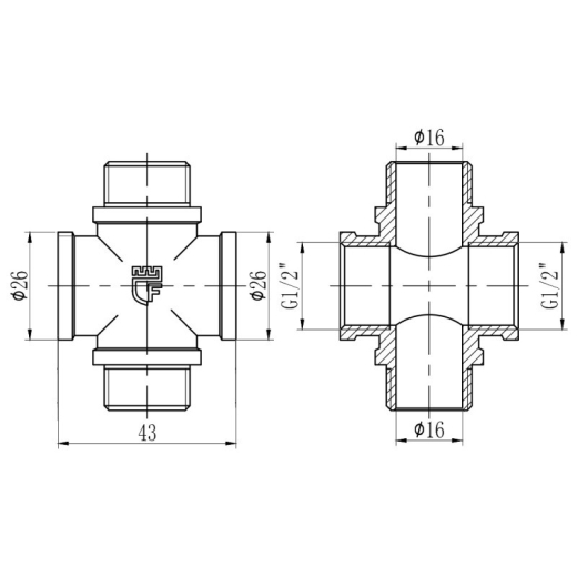 Крестовина SD Forte 1/2" ВН - 2