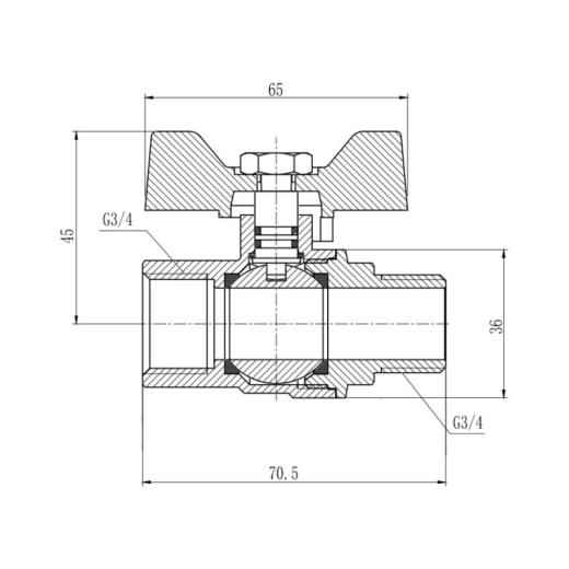 Кран кульовий SD Forte 3/4" ВН для газу (метелик) - 2