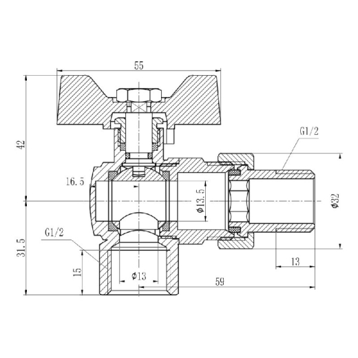 Кран кульовий "Американка" SD Forte 1/2 - 2