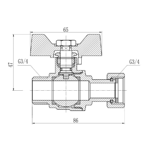 Кран шаровой с накидной гайкой SD Forte 3/4" ВН для воды прямой - 2