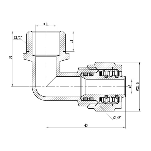 Кутник обтискний SD Forte 16х1/2" НР - 2