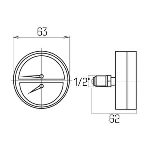 Термоманометр Icma 1/2" 0-6 бар, заднее подключение №259 - 2
