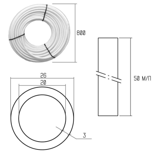 Труба металлопластиковая PE-AL-PERT Icma 26х3м 50 м №P199 - 2