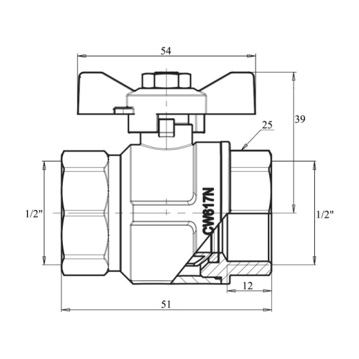 Кран кульовий Icma 1/2" прямий №349 - 2