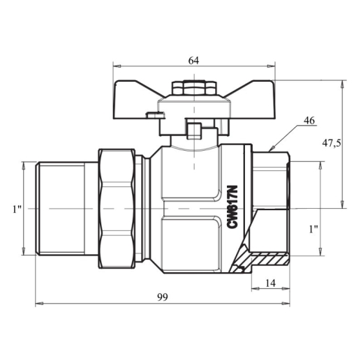 Кран шаровой "Американка" Icma 1" прямой №347 - 2
