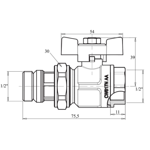 Кран кульовий "Американка" Icma 1/2" з антипротечкою прямий №348 - 2