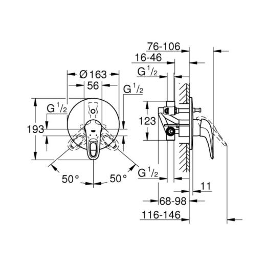 Змішувач прихованого монтажу для душу Grohe Eurostyle 33637003 - 2