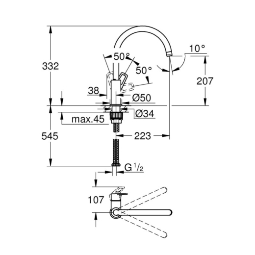 Змішувач для кухні Grohe BauLoop 31232001 - 2