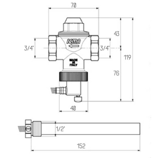 Клапан теплового скидання Icma 3/4" №608 - 2
