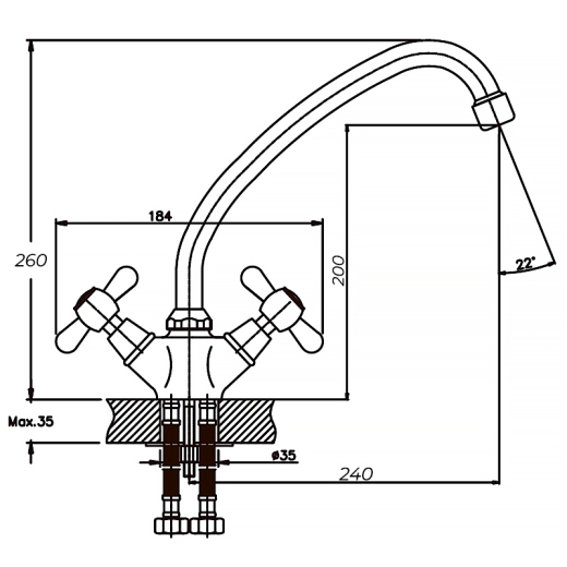 Кухонний змішувач Haiba Dominox 271 f HB0078 - 2