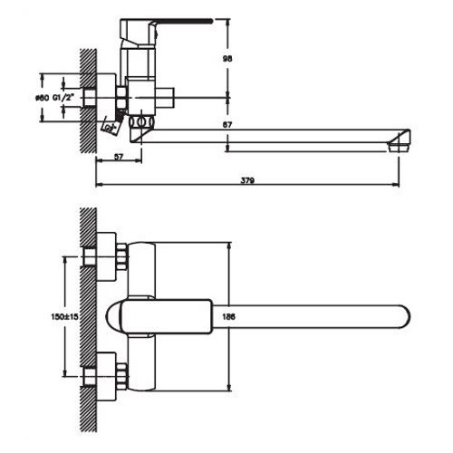 Смеситель для ванны Haiba Kubus 006 euro HB0793 - 5