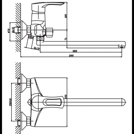 Смеситель для ванны HAIBA HANSBERG 006 EURO HB0195 - 4