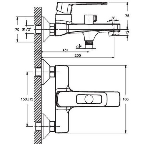 Смеситель для ванны Haiba Enio 009 Euro HB0885 - 3