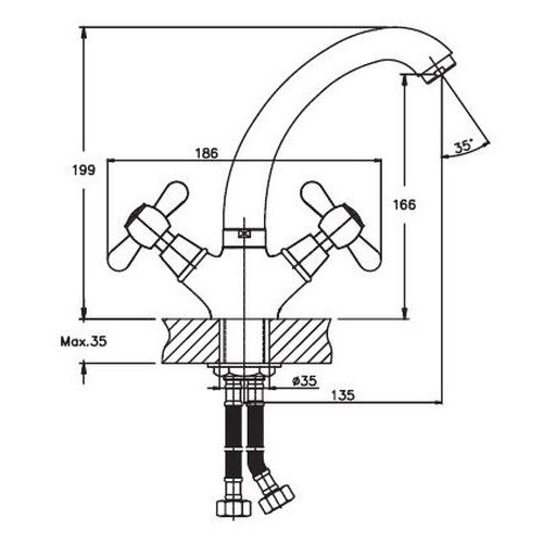 Смеситель для умывальника HAIBA DOMINOX 272 NUT HB0081 - 2