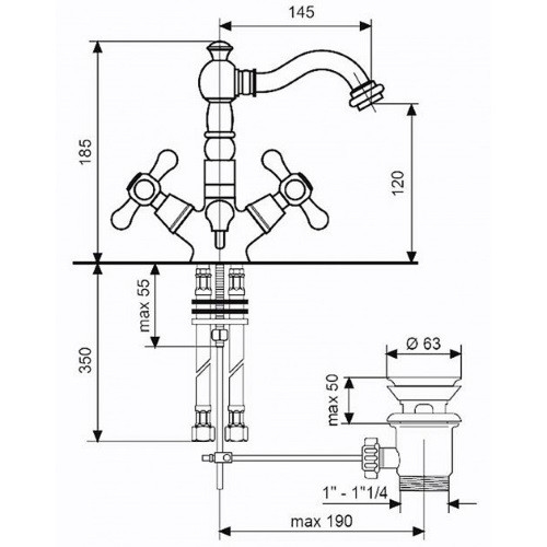 Змішувач для раковини Emmevi Old BR12615 - 2