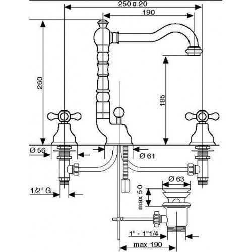 Смеситель для раковины Emmevi Old BR12643 - 2