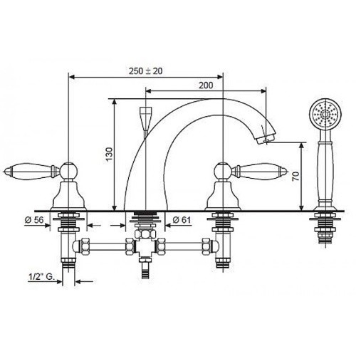 Смеситель для ванны EMMEVI Deco Ceramic BR121120 - 2