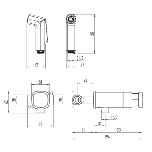 Набір для біде IMPRESE VR30704U-BT - 2