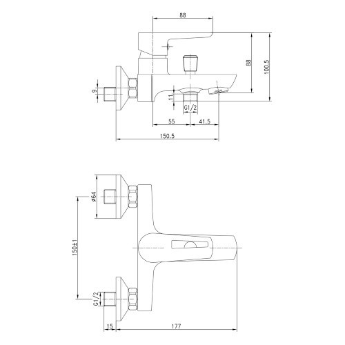 Смеситель для ванны Imprese Breclav 10245 - 2