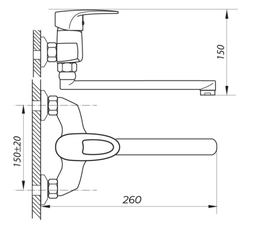 Смеситель для кухни настенный ZERIX NST 181 ZX2773 - 2