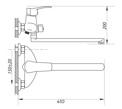 Смеситель для ванны ZERIX NHK 180 ZX0047 - 2