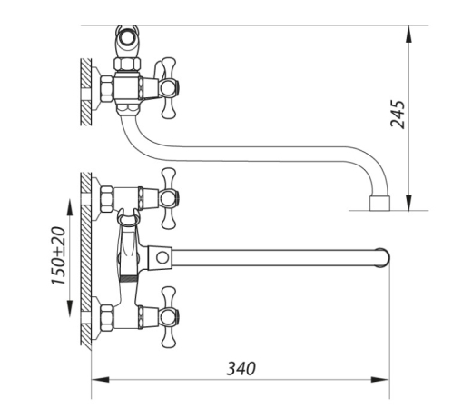 Смеситель для ванны ZERIX DMX 605 с полнооборотной кран буксой ZX2958 - 2