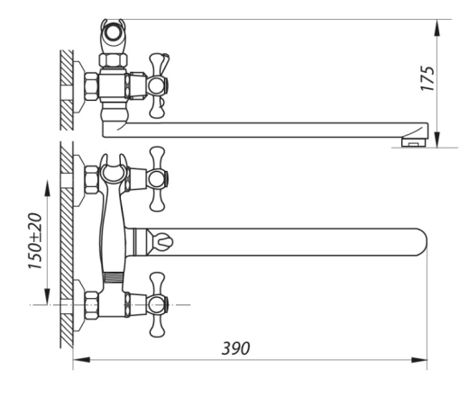 Смеситель для ванны ZERIX DFR-B 722 ZX2800 - 4