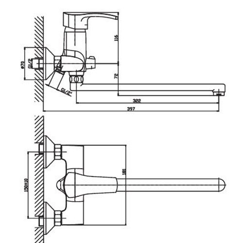 Смеситель для ванны Haiba Focus 006 euro HB0120 - 4
